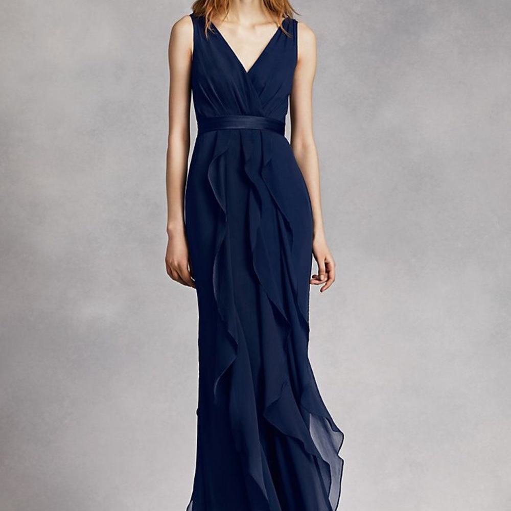 Vera Wang V-Neck Wrapped Bodice Dress w/ Belt